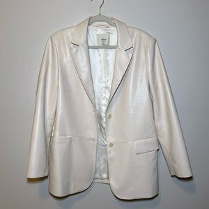 Aritzia Wilfred Ivory Leather Blazer size M